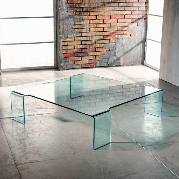 Tavolino quadrato da salotto in vetro 100 x 100 cm